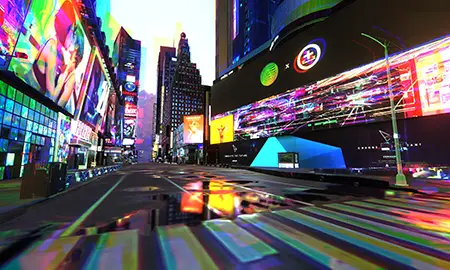 Eine Stadtstraße im Neonlicht — Multiic